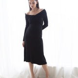 Twist Off shoulder Dress - Black