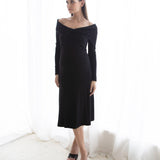 Twist Off shoulder Dress - Black
