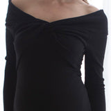 Twist Off shoulder Dress - Black