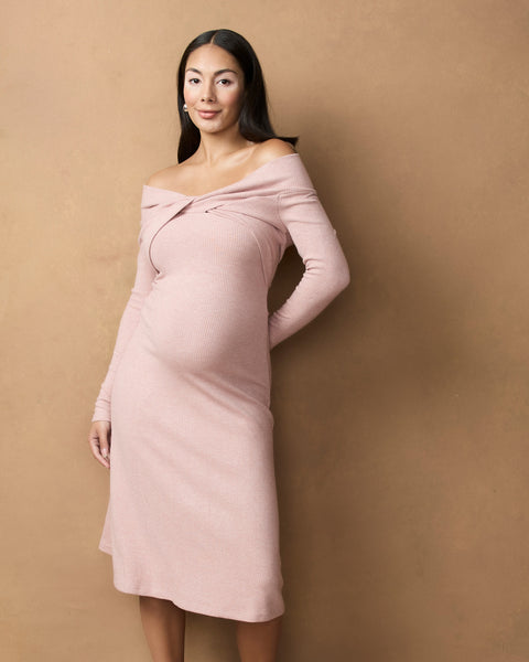 Twist Off shoulder Dress – Soon Maternity
