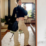 Wide Cargo Pants - Beige