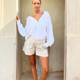 Wide Linen Shorts - Sand