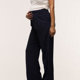 Wide Leg Pleated Pants - French Navy