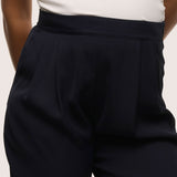Wide Leg Pleated Pants - French Navy