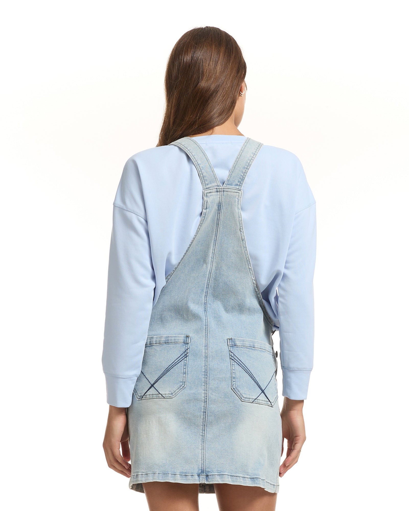 SHEIN Maternity Patched Pocket Denim Overall Dress | SHEIN ASIA