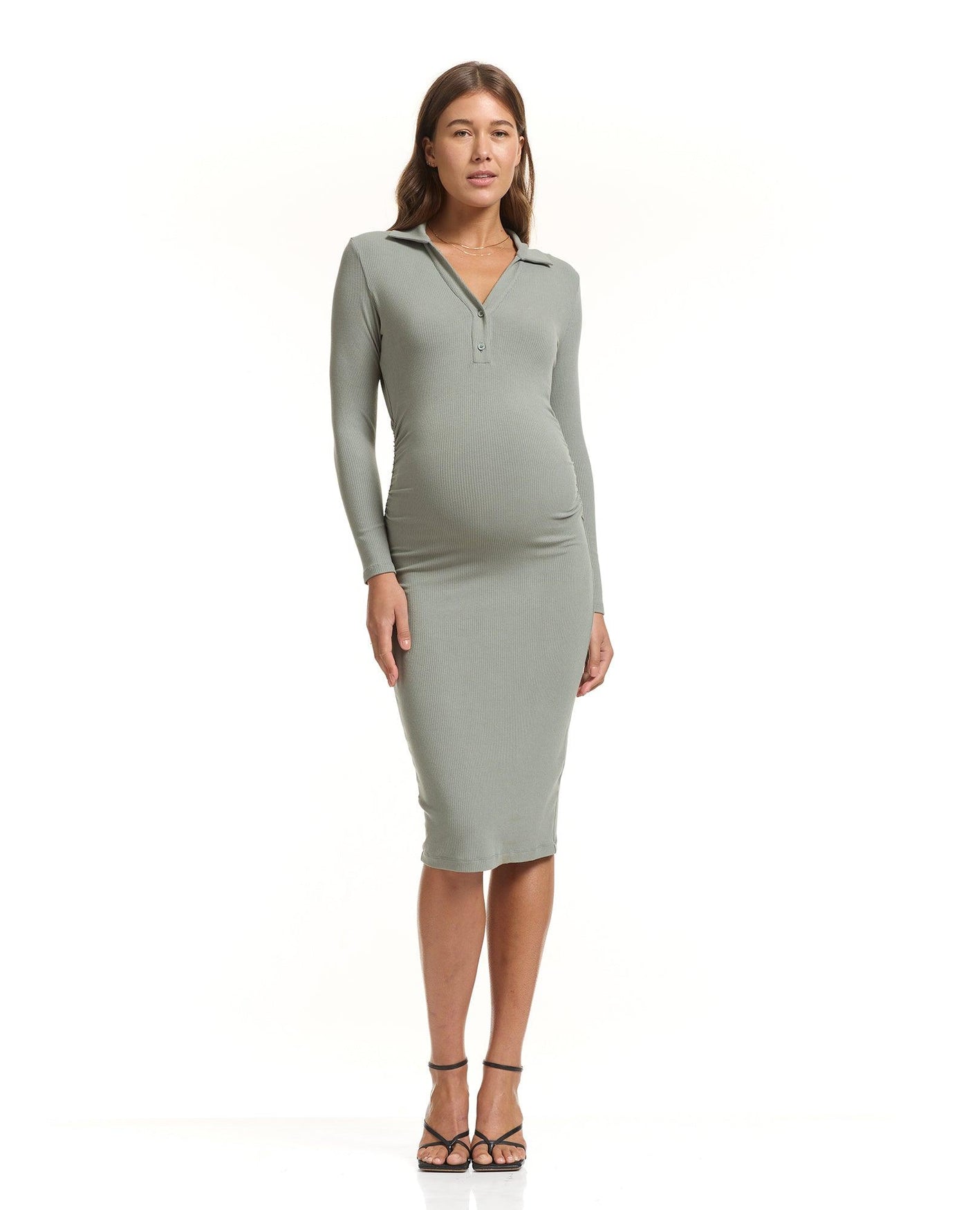 Ofably 100% Cotton Maternity Cum Feeding Button Dress (OMD014)