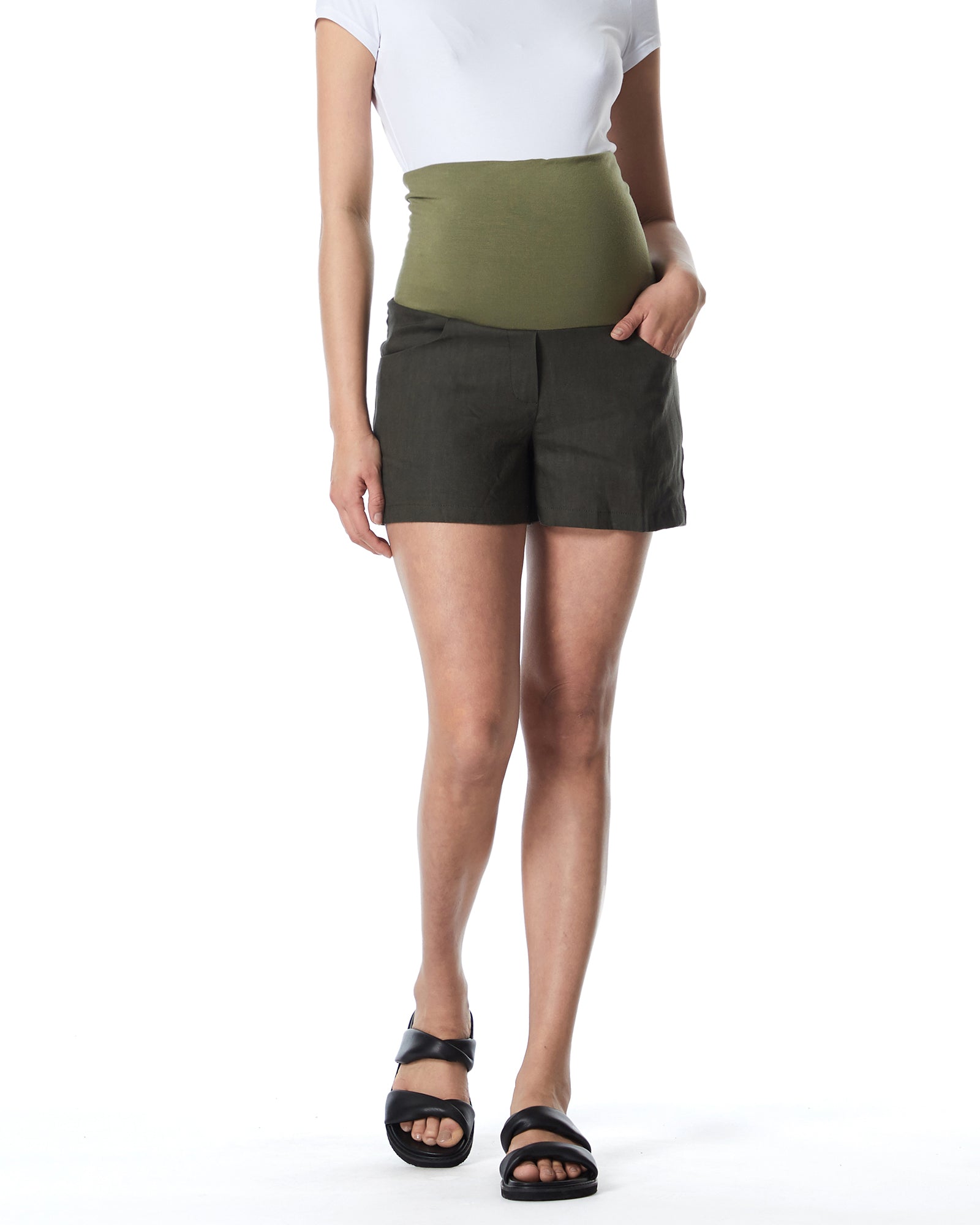 Nala Overbelly Linen Shorts