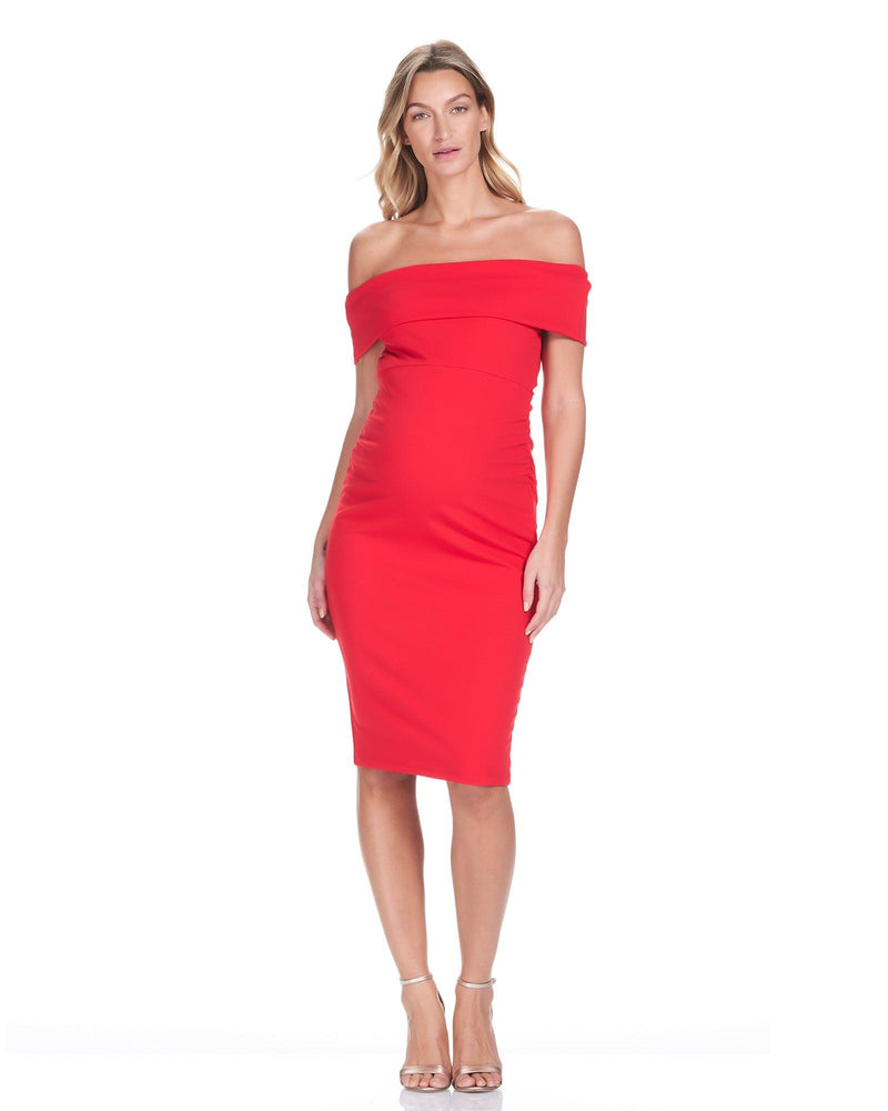 Claire OffShoulder Maternity Dress Red