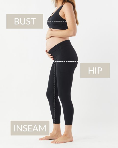 Diagram showing where to measure bust and hip
